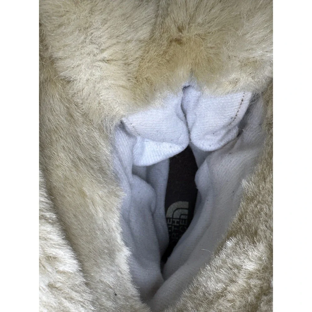 The North Face Nuptse Winter Boots Women's 6 Brown Faux Fur Trim Lace Up Quilted